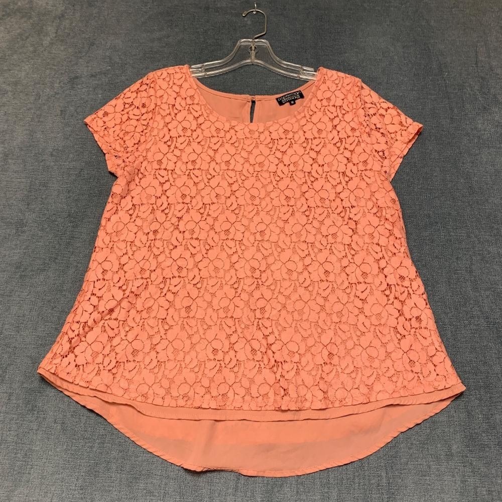 Papermoon Stitch Fix Top Womens M Orange Cotton Lace Detail Cap Sleeve Outdoor